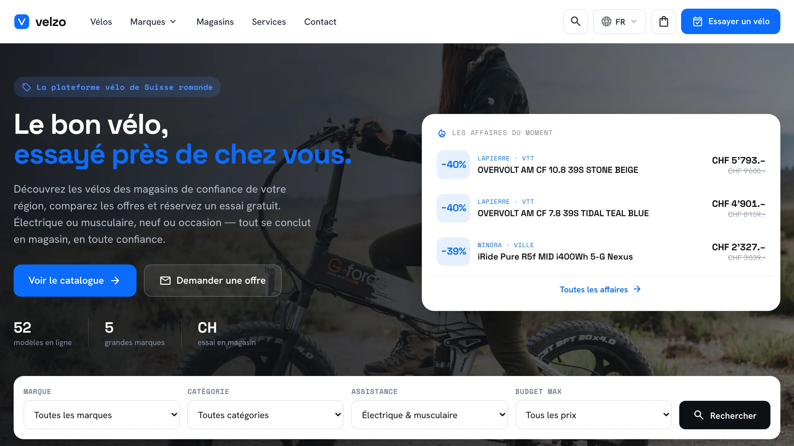 Velzo — la plateforme vélo de Suisse romande — site réalisé par Voren